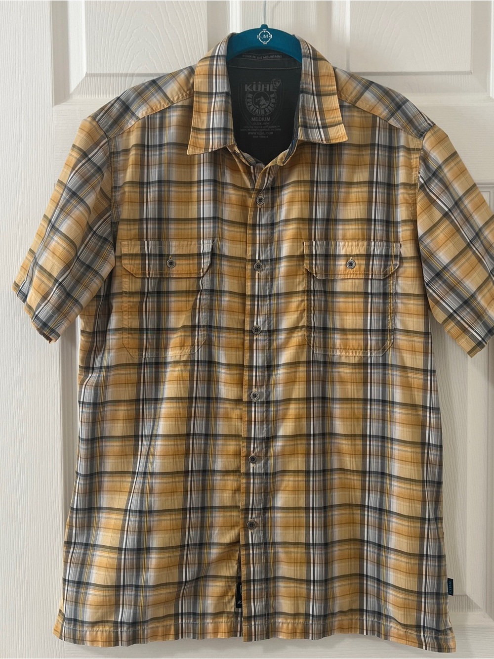 KÜHL Eluxur Mountain Grown Button Down yellow plaid Shirt mens Size medium